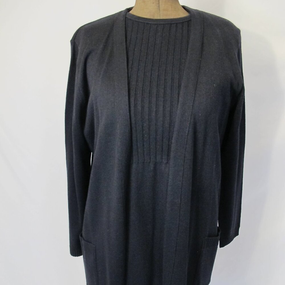 Annie Knits two-piece black sweater dress and jacket   16